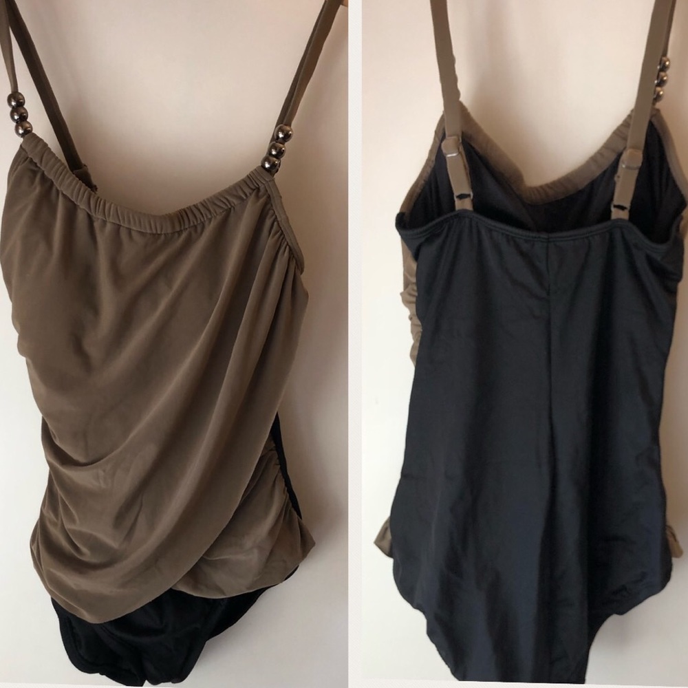 Venus Swim Bathing Suit 8 One Piece Brown Black
